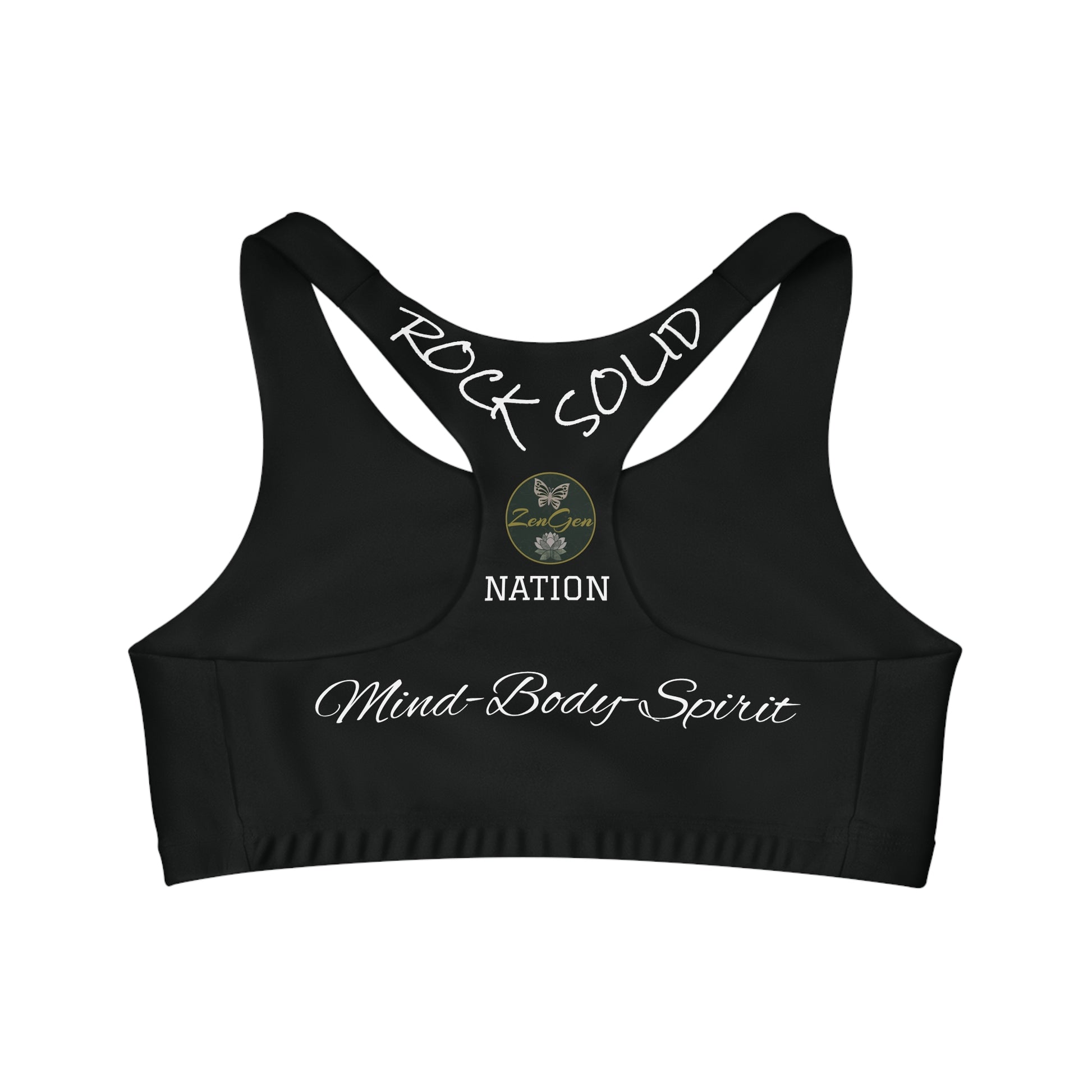 Seamless Sports Bra Black - ROCK SOLID Blazing Flower - ZenGen USA - ZenGen USA