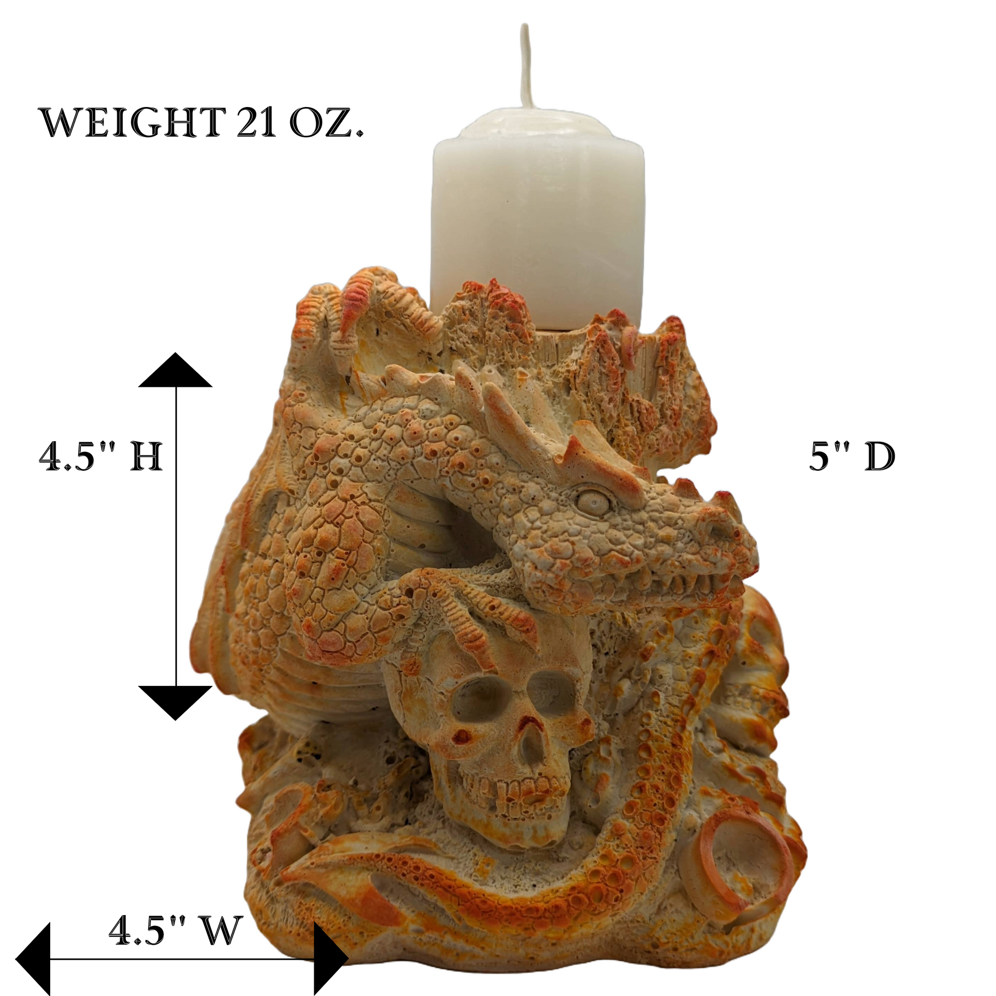 Dragon Candle Holder & Candle - Craft Ceramic - Handmade - Tinted Plaster - ZenGen USA