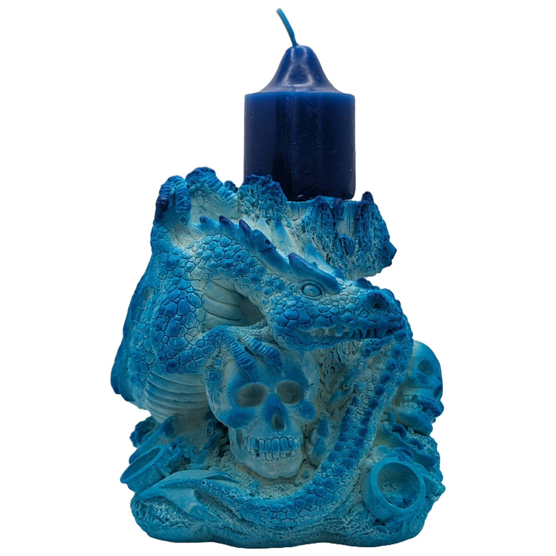 Dragon Candle Holder & Candle - Craft Ceramic - Handmade - Tinted Plaster - ZenGen USA