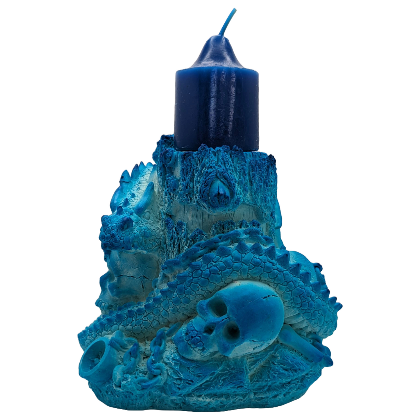 Dragon Candle Holder & Candle - Craft Ceramic - Handmade - Tinted Plaster - ZenGen USA