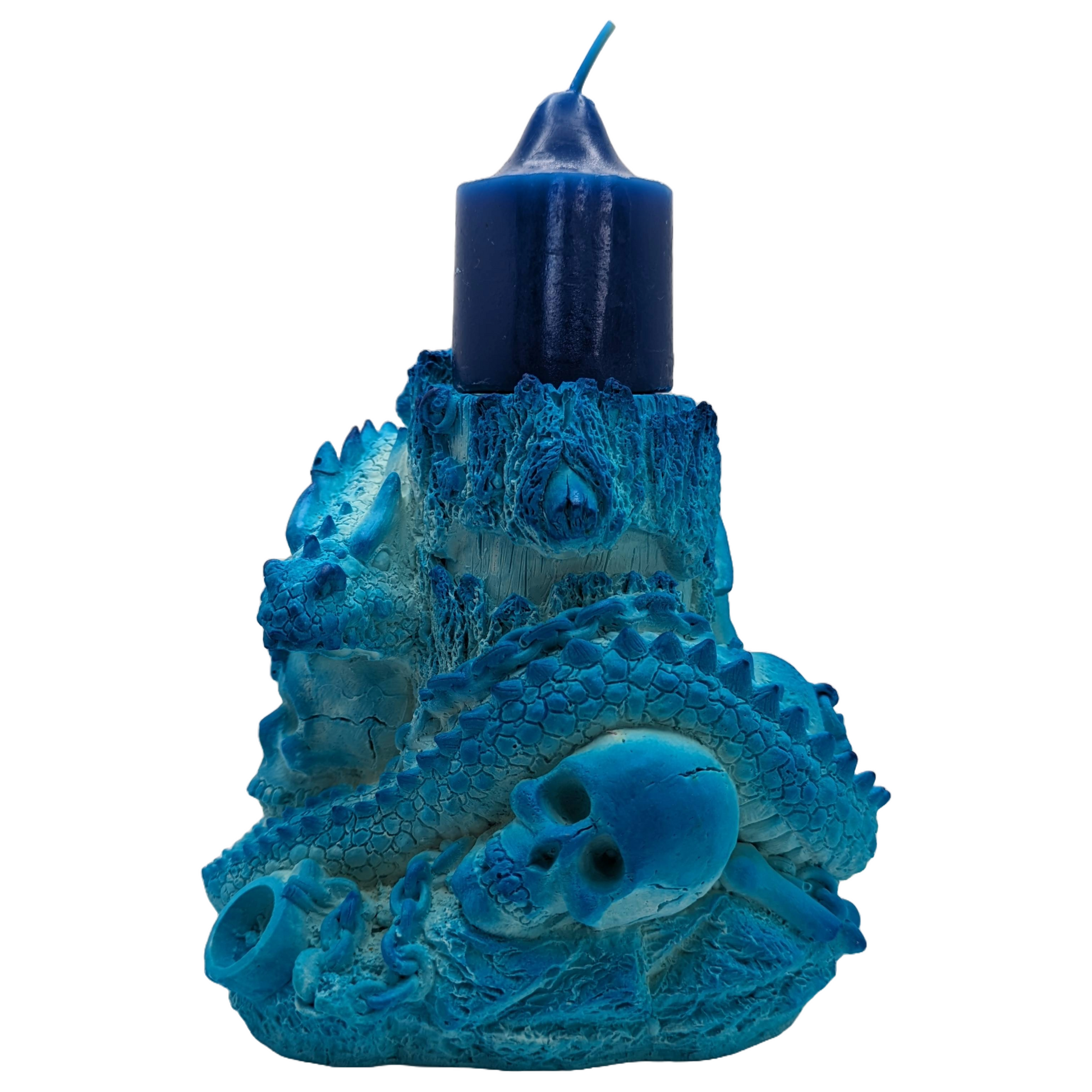 Dragon Candle Holder & Candle - Craft Ceramic - Handmade - Tinted Plaster - ZenGen USA