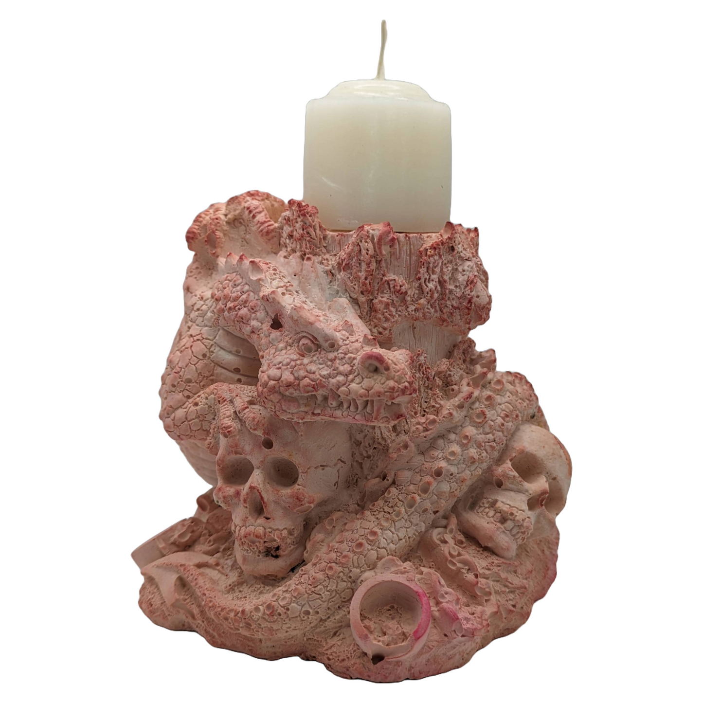 Dragon Candle Holder & Candle - Craft Ceramic - Handmade - Tinted Plaster - ZenGen USA