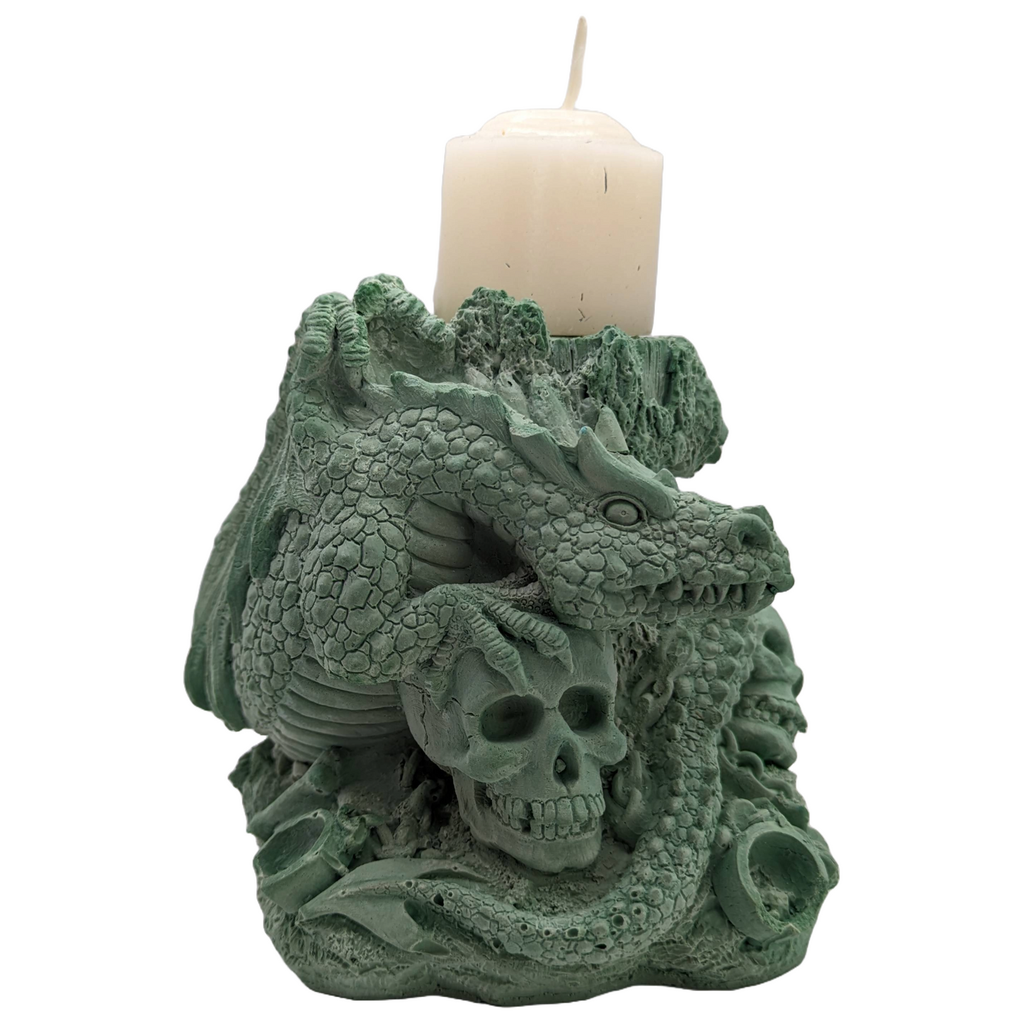 Dragon Candle Holder & Candle - Craft Ceramic - Handmade - Tinted Plaster - ZenGen USA