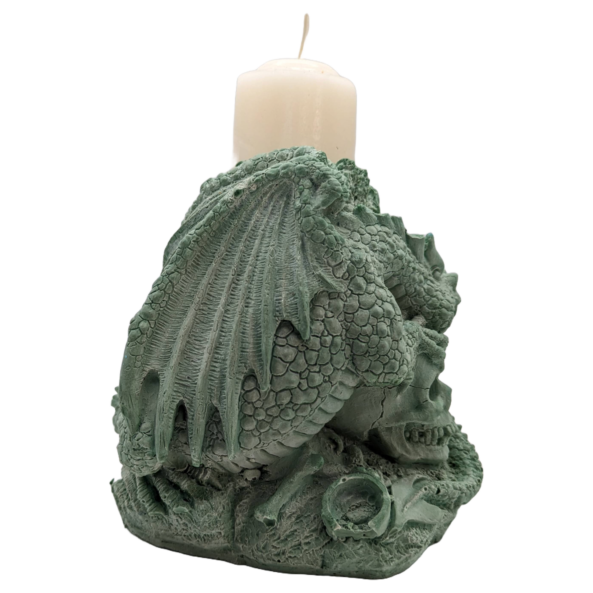 Dragon Candle Holder & Candle - Craft Ceramic - Handmade - Tinted Plaster - ZenGen USA