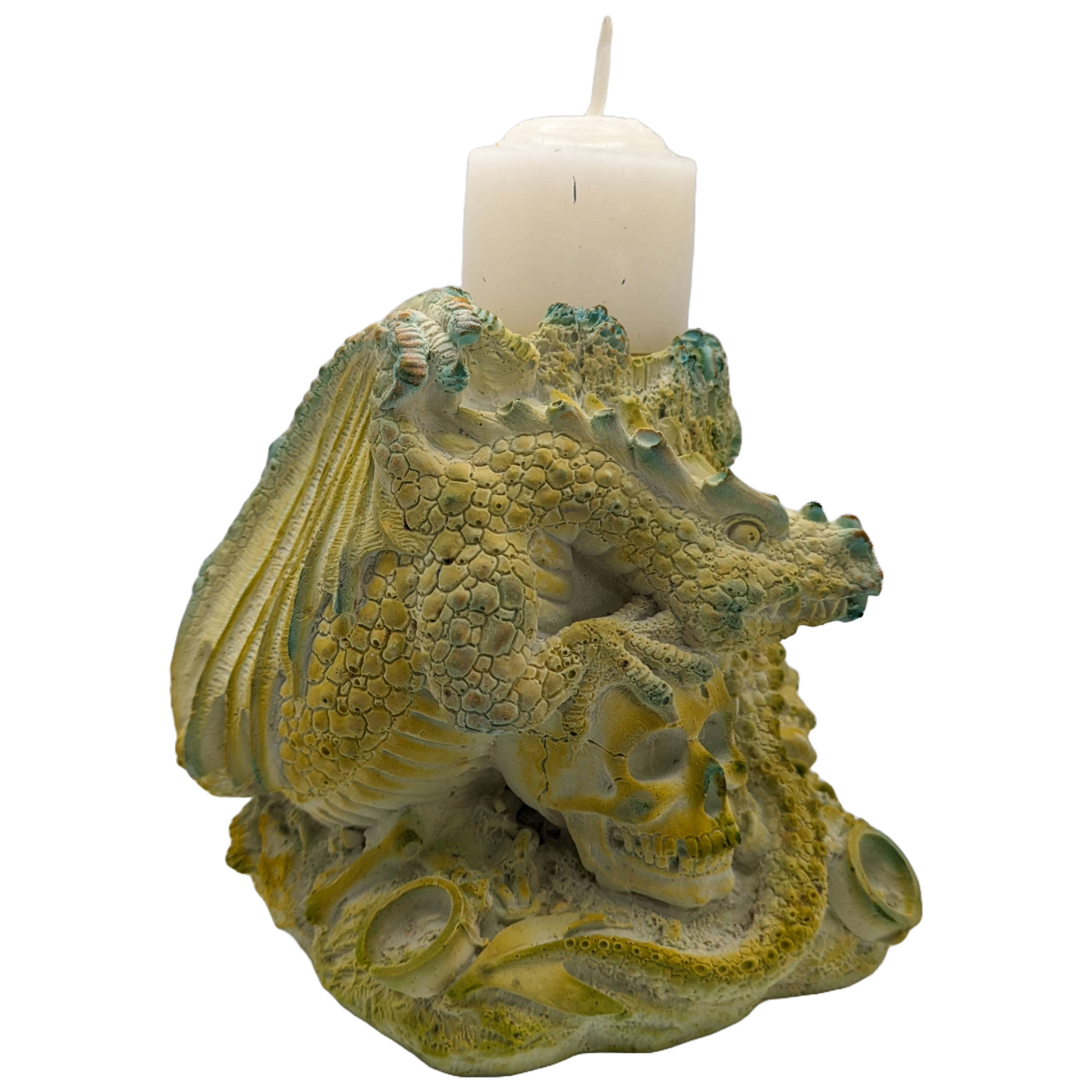 Dragon Candle Holder & Candle - Craft Ceramic - Handmade - Tinted Plaster - ZenGen USA